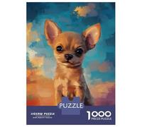 Puzzle Difficile pour Adultes De 1000 Pièces Cute Chihuahua Puppy Painting Puzzle pour Adultes Jeu Manuel Difficile Cadeau d'anniversaire, Cadeaux, 38x26cm/1000pcs
