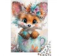 Puzzle Difficile pour Adultes De 1000 Pièces Cute Fox Mug Art Print Puzzles pour Adolescents, Amusants Et Humoristiques, Un Défi Stimulant pour Réduire Le Stress 38x26cm/1000pcs