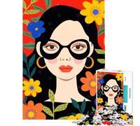 Puzzle Difficile pour Adultes de 1000 pièces Élégance Florale : Un Portrait Audacieux et Vibrant du Charme féminin Moderne Jeu Familial Stimulant idéal comme Cadeau pour Les Jeux et Les activités