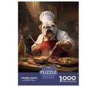 Puzzle Difficile pour Adultes De 1000 Pièces English Bulldog Chef Casse-tête pour Adultes, Jeu De Réflexion, Analyse Et Logique, pour Les Amis Et La Famille 52x38cm/1000pcs