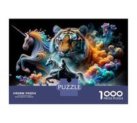 Puzzle Difficile pour Adultes De 1000 Pièces Fantasy Artwork with Unicorns and Tigers Puzzle Anti-Stress, Jeu Éducatif Amusant Et Humoristique 70x50cm/1000pcs