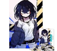 Puzzle Difficile pour Adultes de 1000 pièces Fille d'anime aux Yeux Bleus Jeu de réflexion Stimulant Cadeau d'anniversaire Décoration Murale (Dimensions 38x26cm)