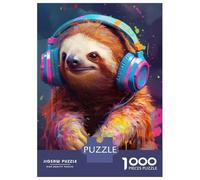Puzzle Difficile pour Adultes De 1000 Pièces Funny Sloth DJ Casse-tête pour Adultes, Jeu De Réflexion, Analyse Et Logique, pour Les Amis Et La Famille 70x50cm/1000pcs