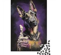 Puzzle Difficile pour Adultes De 1000 Pièces German Shepherd Skeleton Hand Casse-tête pour Adultes, Jeu De Réflexion, Analyse Et Logique, pour Les Amis Et La Famille 52x38cm/1000pcs