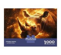 Puzzle Difficile pour Adultes De 1000 Pièces Golden Rhino in Cosmic Dust Puzzle pour Adultes Jeu Manuel Difficile Cadeau d'anniversaire, Cadeaux, 38x26cm/1000pcs