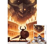 Puzzle Difficile pour Adultes de 1000 pièces Guerrier Face à Un démon Colossal Jeu Anti-Stress Cadeau Amusant et éducatif Dimensions 38x52 cm