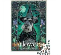 Puzzle Difficile pour Adultes De 1000 Pièces Halloween Witch Dog Art Print-5 Casse-tête pour Adultes, Jeu De Réflexion, Analyse Et Logique, pour Les Amis Et La Famille 38x26cm/1000pcs
