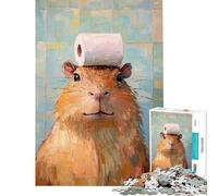 Puzzle Difficile pour Adultes de 1000 pièces Hamster avec Papier Toilette Activités Amusantes à la Maison Jeu de décoration Murale Défi Difficile À partir de 14 Ans (38x26cm)