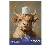 Puzzle Difficile Pour Adultes De 1000 Pièces Highland Cow with Toilet Paper Poster, Picture, Metal Print, Paint by Logan Reed Puzzle Pour Adultes Jeu Manuel Difficile Cadeau D'anniversaire, Cadeaux, 5