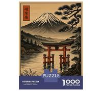 Puzzle Difficile pour Adultes De 1000 Pièces Japanese Landscape with Torii Gate and Mountain Casse-tête pour Adultes, Jeu De Réflexion, Analyse Et Logique, pour Les Amis Et La Famille 38x