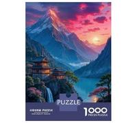 Puzzle Difficile pour Adultes De 1000 Pièces Japanese Temple Waterfall Puzzle Anti-Stress, Jeu Éducatif Amusant Et Humoristique 52x38cm/1000pcs