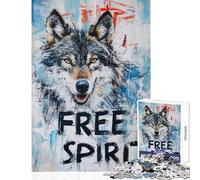 Puzzle Difficile pour Adultes de 1000 pièces Loup Esprit Libre Jeu Impossible Jouet éducatif et éducatif décoration Murale activités Amusantes à la Maison (50x75cm)