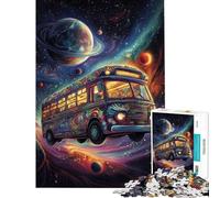 Puzzle Difficile pour Adultes de 1000 pièces Motif Bus Spatial psychédélique Jouet Anti-Stress pour Les Joueurs (Taille 75x50cm)