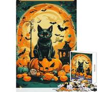 Puzzle Difficile pour Adultes de 1000 pièces, Motif Chat et Citrouille, idéal pour la décoration intérieure, Jouet et idée Cadeau, Jeu éducatif Chaque pièce est Unique Dimensions 38x26 cm
