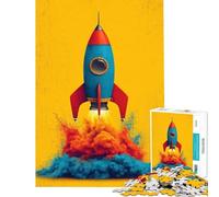 Puzzle Difficile pour Adultes de 1000 pièces Motif de fusée rétro avec fumée colorée activité Amusante à Faire à la Maison Jouet Anti-Stress à Assembler à partir de 14 Ans (38x26cm)