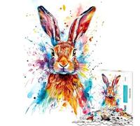 Puzzle Difficile pour Adultes de 1000 pièces Motif Lapin Aquarelle coloré Un Jeu Stimulant et captivant pour Passer Le Temps à la Maison Jeu Impossible à Jouer pour Les 14 Ans et Plus (38x26cm)