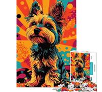 Puzzle Difficile pour Adultes de 1000 pièces Motif Yorkshire Terrier Pop Art Jouet Anti-Stress pour Les Amateurs de Jeux vidéo (Dimensions 38x52cm)