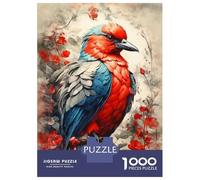 Puzzle Difficile pour Adultes De 1000 Pièces Red and Blue Bird Painting Puzzle pour Adultes Jeu Manuel Difficile Cadeau d'anniversaire, Cadeaux, 52x38cm/1000pcs
