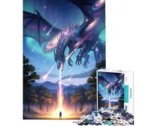 Puzzle Difficile pour Adultes de 1000 pièces Rencontre avec Le Dragon Cosmique dans la forêt Jeu Familial Amusant et Original pour Les Amis et la Famille (38x52cm)
