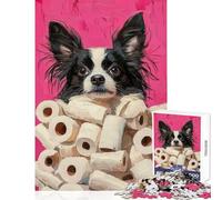 Puzzle Difficile pour Adultes de 1000 pièces représentant Un Chien avec du Papier Toilette Jeu de Puzzle Relaxant pour se détendre Pendant Les Vacances à la Maison (38x52cm)