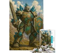 Puzzle Difficile pour Adultes de 1000 pièces représentant Un Guerrier Golem de Pierre avec épée et Bouclier Jeu Familial Amusant et Original idéal comme Cadeau pour Les Amis et la Famille (38x52cm)