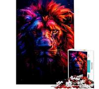 Puzzle Difficile pour Adultes de 1000 pièces représentant Un Lion coloré sur Fond Noir Un Jeu Stimulant et captivant pour Passer Le Temps à la Maison Jeu Impossible à Jouer pour Les 14 Ans et Plus :