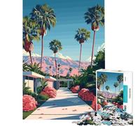 Puzzle Difficile pour Adultes de 1000 pièces représentant Un Paysage de Palm Springs avec des Montagnes Roses Décoration Murale et Jeu Familial à partir de 14 Ans (38x52cm)