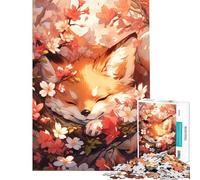 Puzzle Difficile pour Adultes de 1000 pièces représentant Un Renard endormi dans des cerisiers en Fleurs Jeu éducatif et décoratif Mural pour Les 14 Ans et Plus 38x26cm