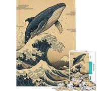 Puzzle Difficile pour Adultes de 1000 pièces représentant Une Baleine sautant par-Dessus Une Vague Jeu Familial Amusant et Original idéal comme Cadeau pour Les Amis et la Famille (38x26cm)