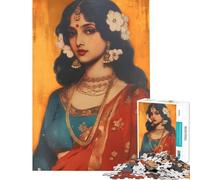 Puzzle Difficile pour Adultes de 1000 pièces représentant Une Belle Jeune Fille Indienne Jeu Anti-Stress idéal pour se détendre et s'amuser (Dimensions 75x50cm)