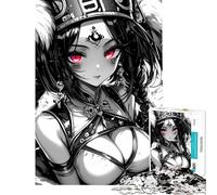 Puzzle Difficile pour Adultes de 1000 pièces représentant Une Fille d'anime aux Yeux Rouges Jeu de Puzzle Anti-Stress pour Adultes idéal pour se détendre et Offrir aux Joueurs (Dimensions 38x52cm)