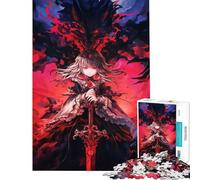 Puzzle Difficile pour Adultes de 1000 pièces représentant Une Fille d'anime avec Une épée et Un Dragon Activités Amusantes à la Maison Assemblage du Motif Jouet Anti-Stress pour Les 14 Ans et Plus