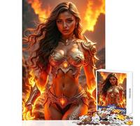 Puzzle Difficile pour Adultes de 1000 pièces représentant Une guerrière fougueuse en Armure dorée Jeu de Puzzle de 1000 pièces idéal pour se détendre et Passer Le Temps à la Maison (38x52cm)