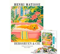 Puzzle Difficile pour Adultes de 1000 pièces Reproduction d'art d'Henri Matisse représentant Un Chien prenant Un Bain défi éducatif décoration Murale Jeu pour Les 14 Ans et Plus 38x52cm