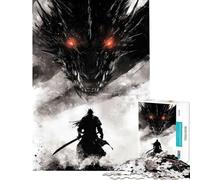 Puzzle Difficile pour Adultes de 1000 pièces Samouraï Contre Dragon Activités Amusantes à la Maison Assemblage du Motif Jouet Anti-Stress pour Les 14 Ans et Plus (50x75cm)