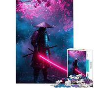 Puzzle Difficile pour Adultes de 1000 pièces Samouraï Cyberpunk avec Katana néon Un défi Stimulant pour Passer Le Temps à la Maison Jeu Impossible à partir de 14 Ans Jeu de Puzzle proposé (38x52cm)