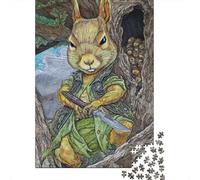 Puzzle Difficile pour Adultes De 1000 Pièces Squirrel with Knife in Forest Puzzle Anti-Stress, Jeu Éducatif Amusant Et Humoristique 38x26cm/1000pcs
