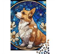 Puzzle Difficile pour Adultes De 1000 Pièces Stained Glass Corgi Art Print Casse-tête pour Adultes, Jeu De Réflexion, Analyse Et Logique, pour Les Amis Et La Famille 70x50cm/1000pcs