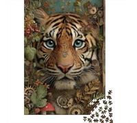 Puzzle Difficile pour Adultes De 1000 Pièces Steampunk Tiger Art Print Puzzle Anti-Stress, Jeu Éducatif Amusant Et Humoristique 38x26cm/1000pcs