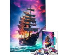 Puzzle Difficile pour Adultes de 1000 pièces Superbe Puzzle de Bateau Pirate Jeu de Construction Amusant et Humoristique pour Adultes pour Les Amateurs de Jeux (Dimensions 38x52cm)