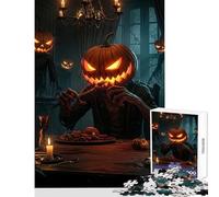Puzzle Difficile pour Adultes de 1000 pièces sur Le thème d'halloween avec des Figurines à tête de Citrouille Décoration Murale Jeu Pratique Chaque pièce est Unique Dimensions 38x26cm