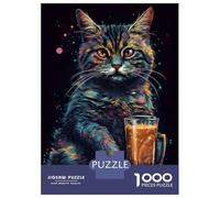 Puzzle Difficile pour Adultes De 1000 Pièces The Asheera Cat Coffee Puzzle Anti-Stress, Jeu Éducatif Amusant Et Humoristique 70x50cm/1000pcs