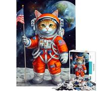 Puzzle Difficile pour Adultes de 1000 pièces thème Chat Astronaute américain activités Amusantes à la Maison défi Difficile Jouet décoration Murale à partir de 14 Ans (38x26cm)