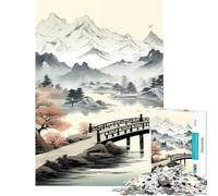 Puzzle Difficile pour Adultes de 1000 pièces Thème : Montagnes et rivières du Japon Activités ludiques à la Maison en Famille Jeux Amusants Convient aux 14 Ans et Plus (38x52cm)