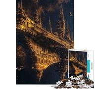 Puzzle Difficile pour Adultes de 1000 pièces thème Vaisseau Spatial doré croisière Urbaine Idéal pour Un Anniversaire ou Noël Décoration Parfaite Jeu éducatif Convient aux Personnes de 14 Ans et Plus