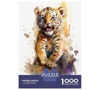 Puzzle Difficile pour Adultes De 1000 Pièces Tiger Watersketch Puzzle Anti-Stress, Jeu Éducatif Amusant Et Humoristique 38x26cm/1000pcs