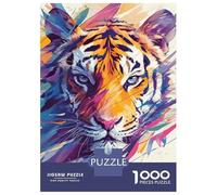 Puzzle Difficile pour Adultes De 1000 Pièces Vibrant Tiger Portrait Puzzles pour Adolescents, Amusants Et Humoristiques, Un Défi Stimulant pour Réduire Le Stress 38x26cm/1000pcs
