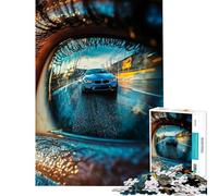 Puzzle Difficile pour Adultes de 1000 pièces Voiture Bleue dans l'œil pour stimuler Le Cerveau et s'amuser en Famille Jeu éducatif à partir de 14 Ans 38x52cm