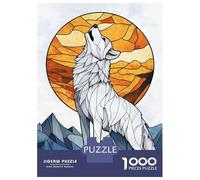 Puzzle Difficile pour Adultes De 1000 Pièces Wolf Howling at The Moon Puzzle Anti-Stress, Jeu Éducatif Amusant Et Humoristique 70x50cm/1000pcs