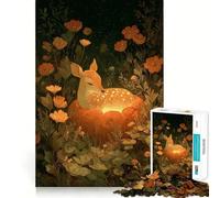Puzzle Difficile pour Adultes Faon au Repos sur Un Champ de citrouilles 1000 pièces Soulagement, Calme, découpe Lisse Cadeau Classique (50x75cm)